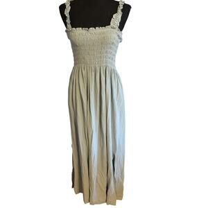 Calvin Klein Women Mint Green Smocked Crepe Dress Elastic Straps $134 Sz 8